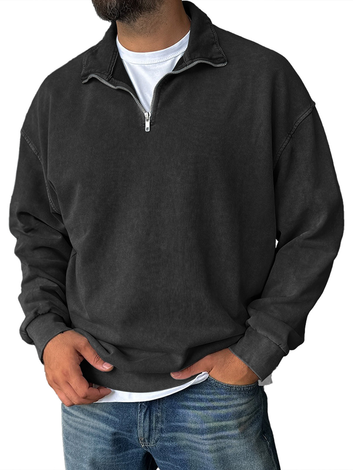 Frank | Sweat-shirt rétro à demi-glissière