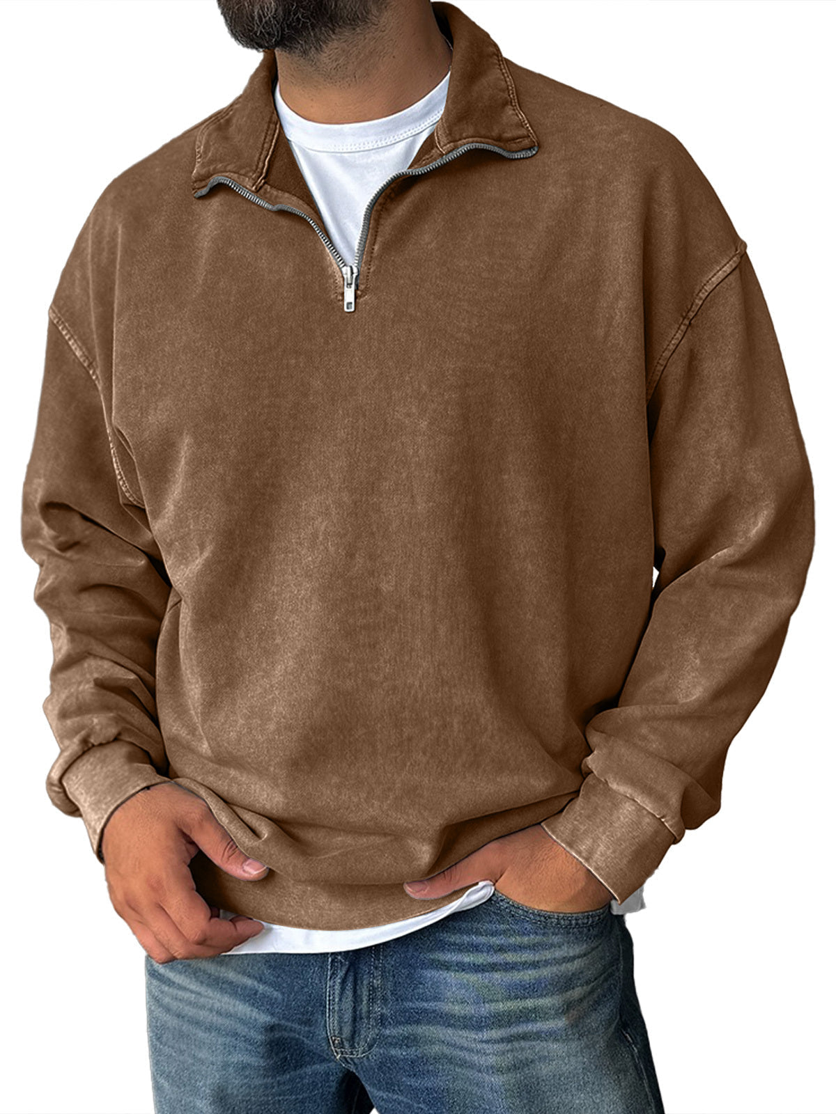 Frank | Sweat-shirt rétro à demi-glissière