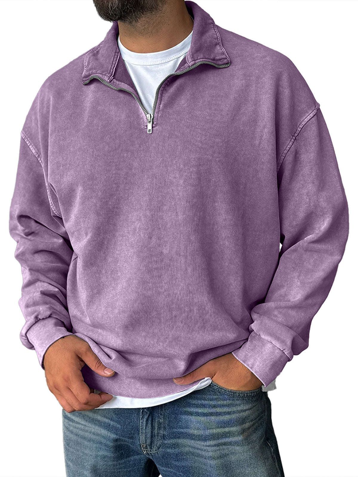 Frank | Sweat-shirt rétro à demi-glissière