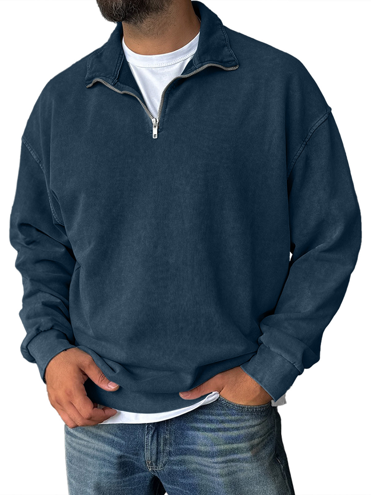 Frank | Sweat-shirt rétro à demi-glissière