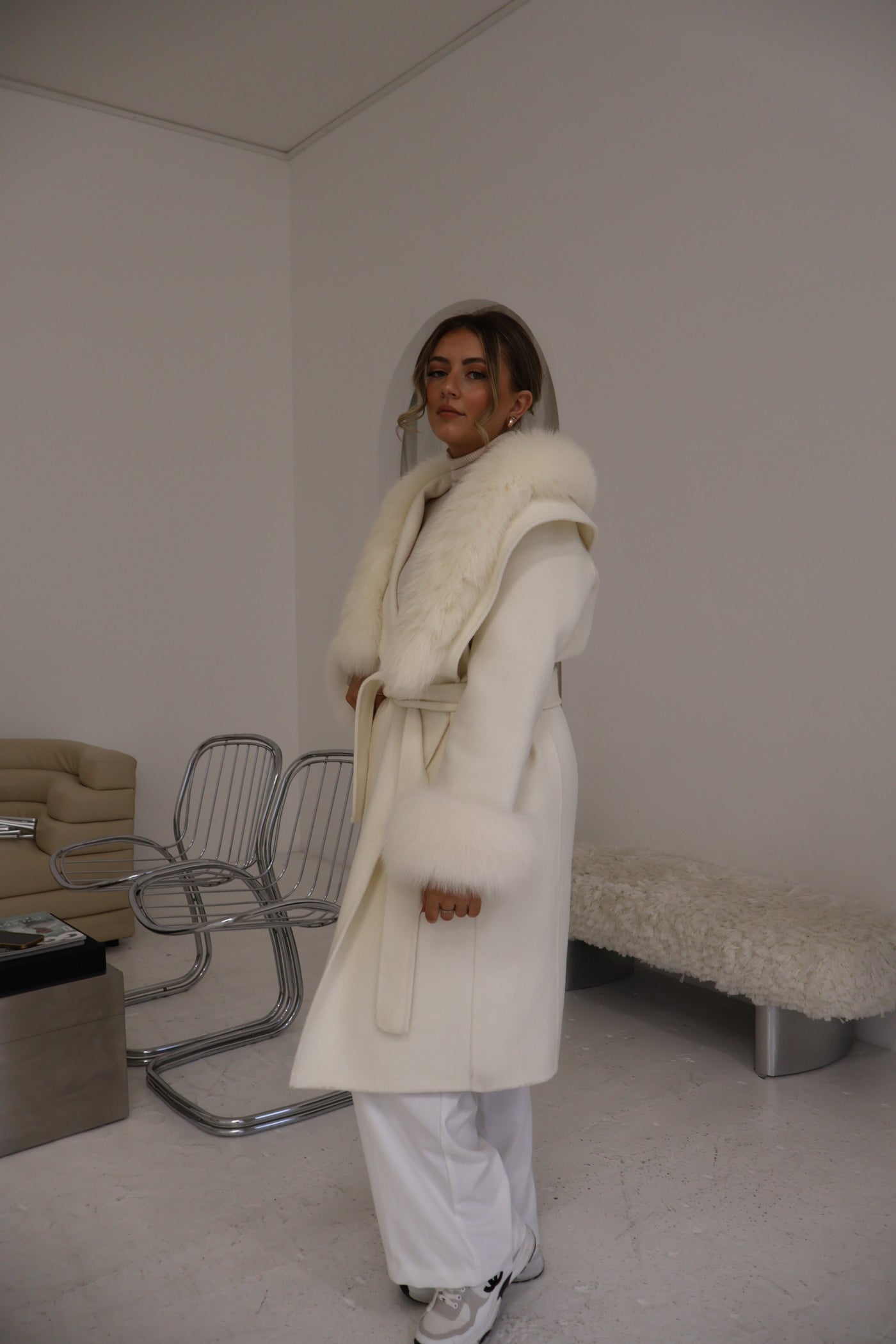 Elma | Manteau long élégant en cachemire avec poignets