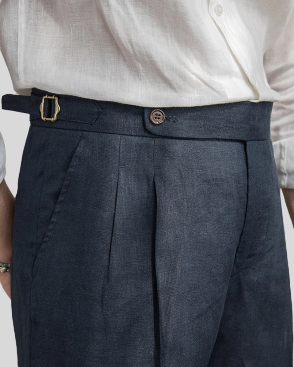 Short Oxford à plis - Bleu marine