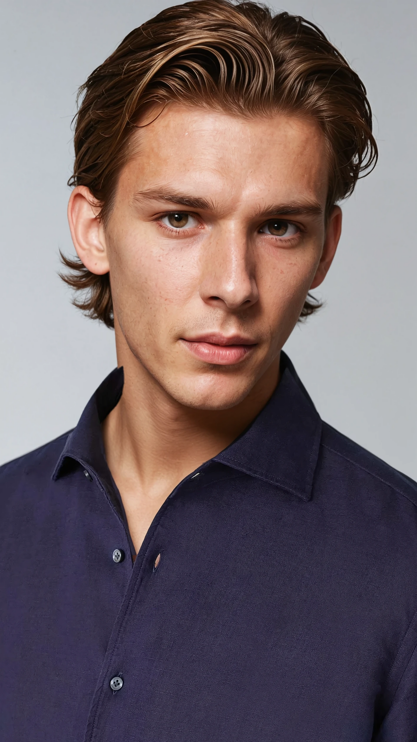 Chemise en lin, bleu marine