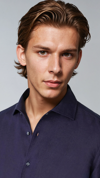 Chemise en lin, bleu marine