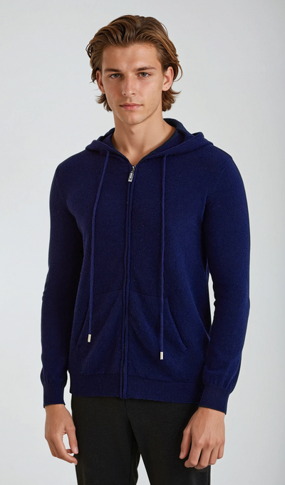 Gilet zippé en tricot de cachemire - Bleu marine