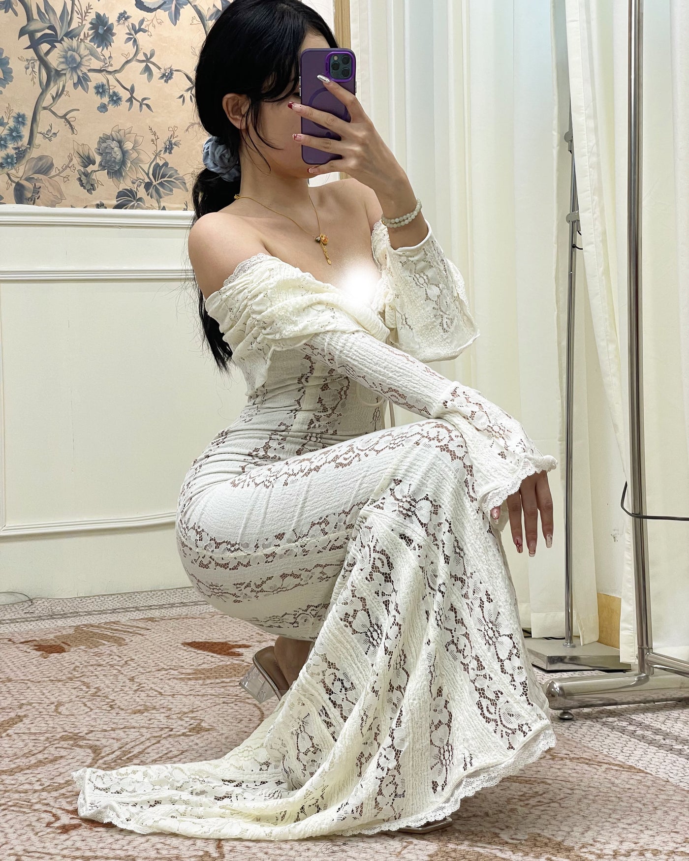 Claudia | Robe longue en dentelle
