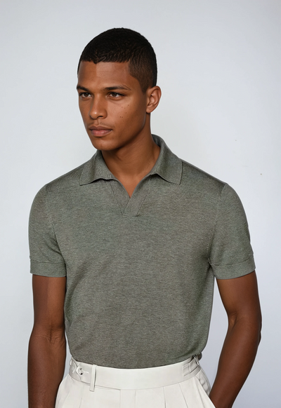 Polo sans boutons - Vert olive