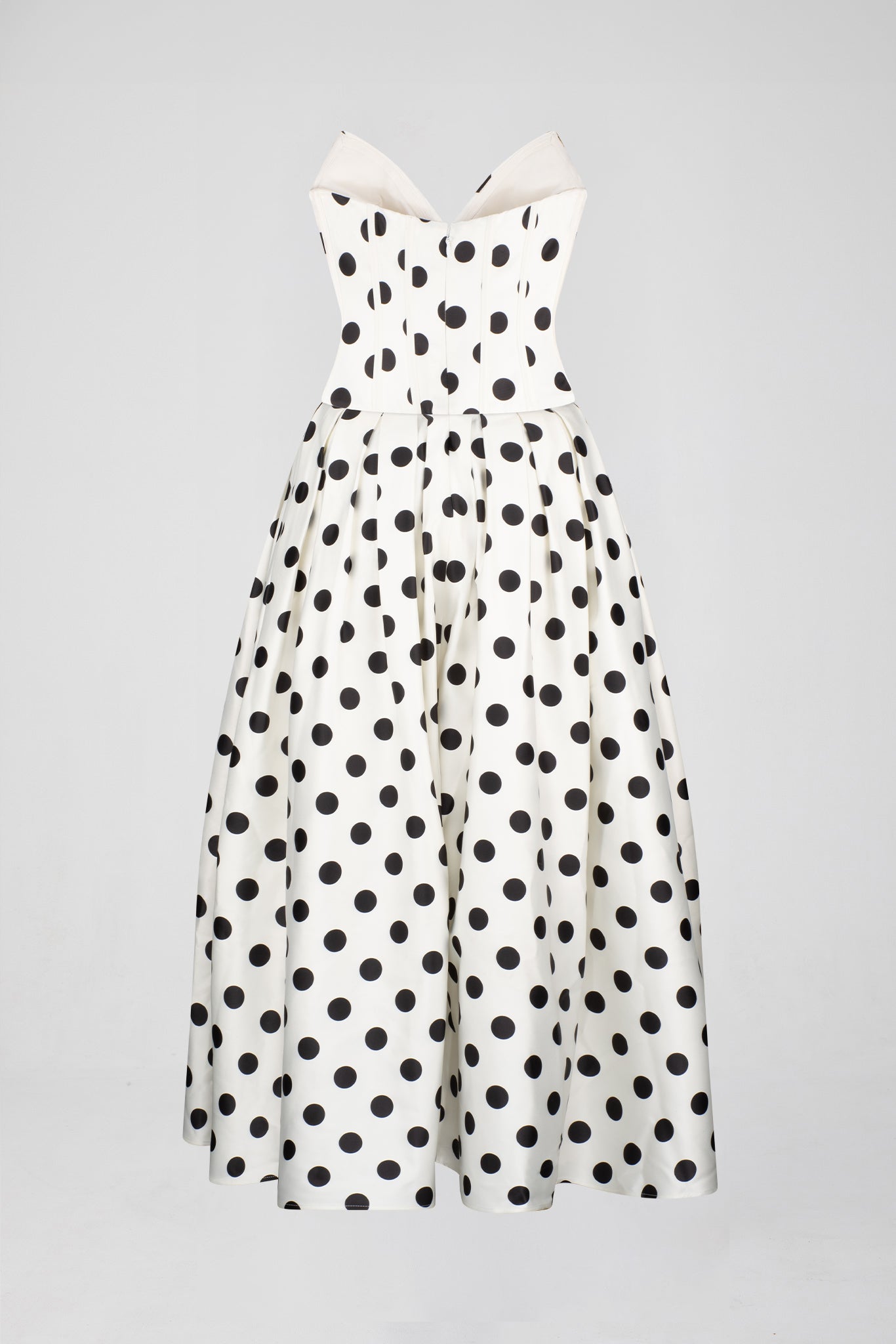 White Polka Dot Bandeau Midi Dress