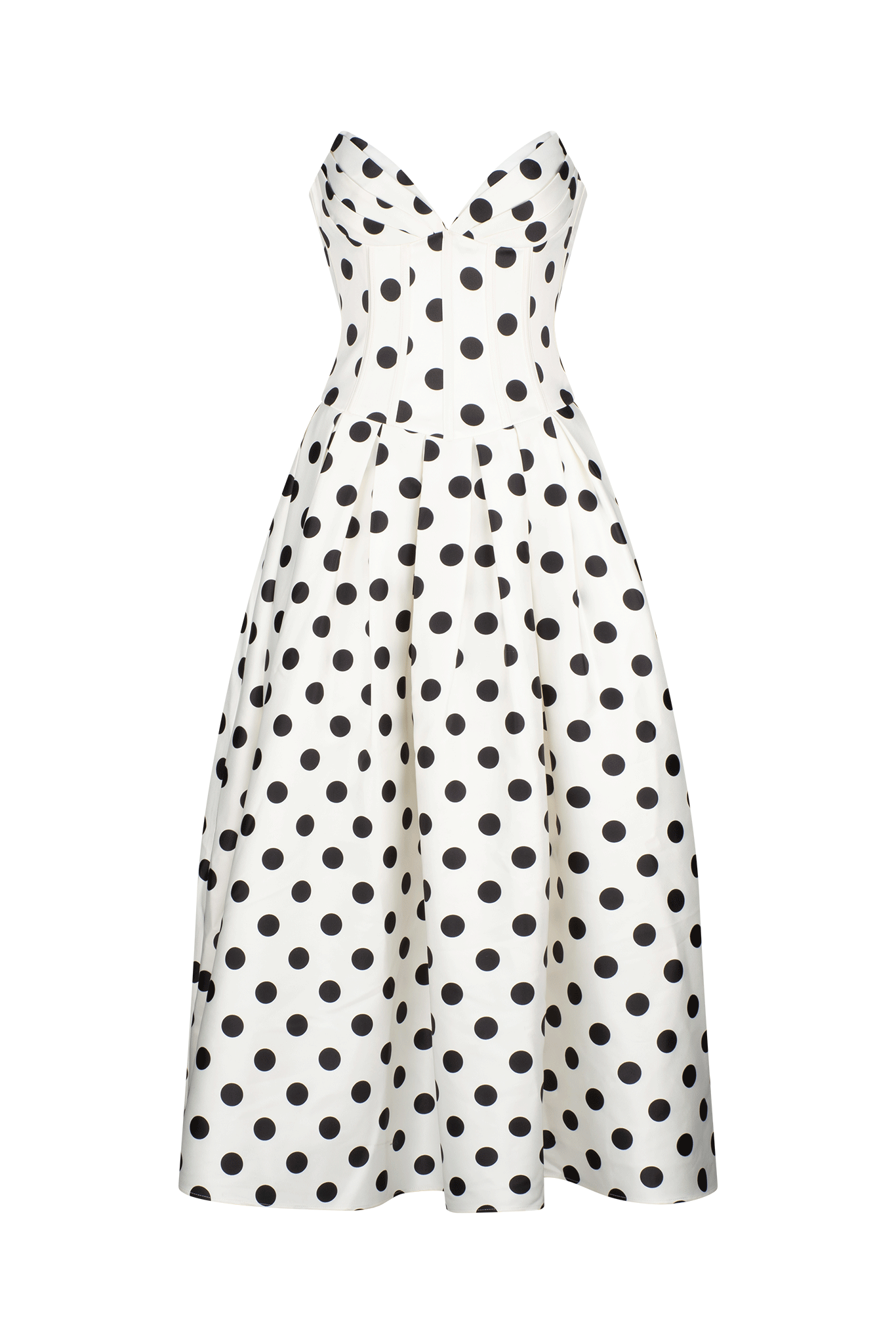 White Polka Dot Bandeau Midi Dress