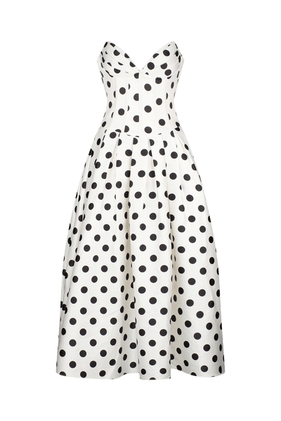 White Polka Dot Bandeau Midi Dress