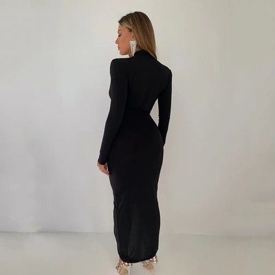 Robe longue à décolleté plongeant et taille empire